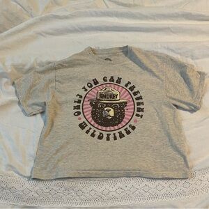 Smokey The Bear MEDIUM Tan Junior Women's Cropped T-Shirt